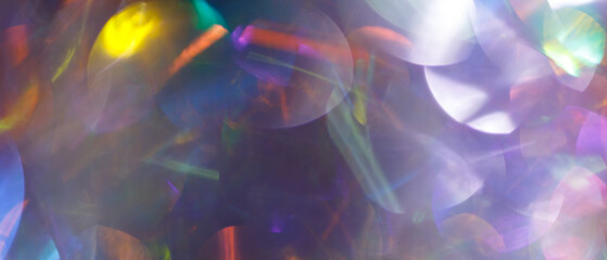 Abstract Surreal Background with Defocused Light and Flowing Holographic Gradient