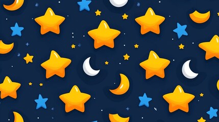 Obraz premium Night Sky Pattern Stars, Moons, Celestial Design