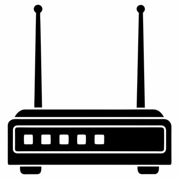 black wifi router with antennas clip art preview