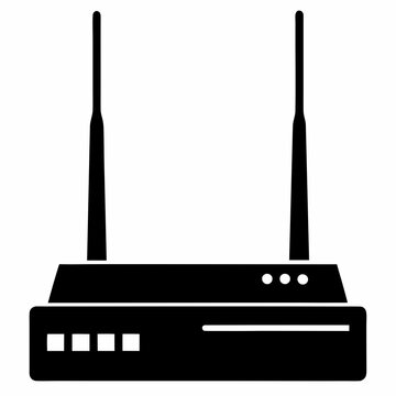 black wifi router with antennas clip art preview