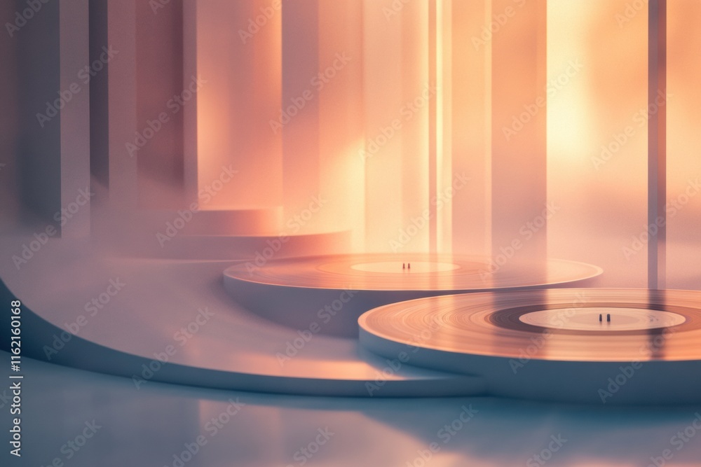 Leinwandbilder exploring vintage vinyl records in a dreamy 3d atmosphere with copy space for creative text. generat