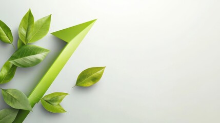 Natural concept, environment and organic products. Green abstract arrow, natural design. Natural design, flyer layout, marketing material, copy space.