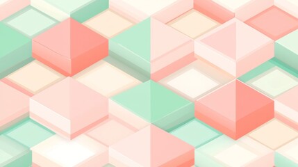 Obraz premium Pastel Geometric Shapes Isometric Background Design