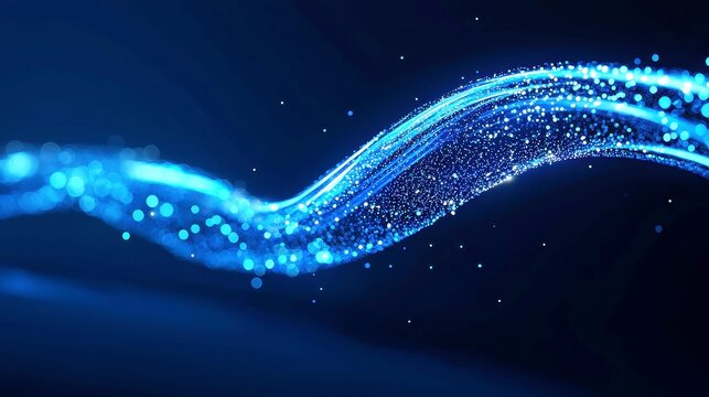 Abstract blue technology backdrop featuring numerous luminous spots, offering ample empty space for creative design applications and digital innovations.