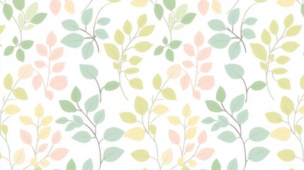 Pastel Spring Leaves Seamless Pattern Design