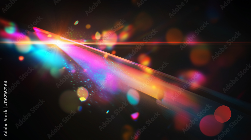 Poster vibrant holographic abstract background with colorful lights, bokeh, and lens flare. perfect for fut