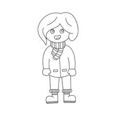 Simple Winter Character Line Drawing for Kids