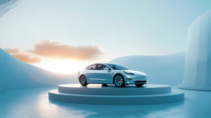 new energy vehicle is displayed in the center of an abstract background