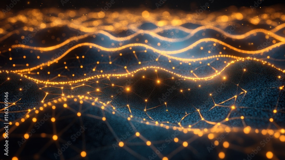 Poster abstract representation of interconnected data waves.