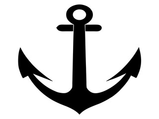 anchor black silhouette vector, Simple silhouette Design vector icon with white background	