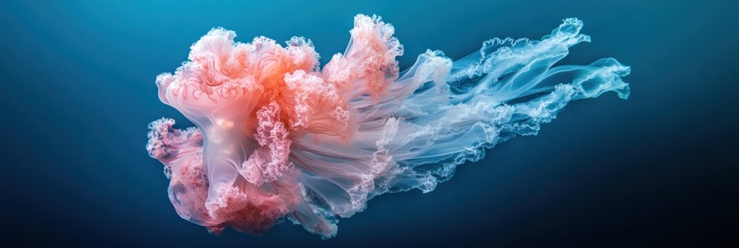 Elegant Pink And White Jellyfish Underwater