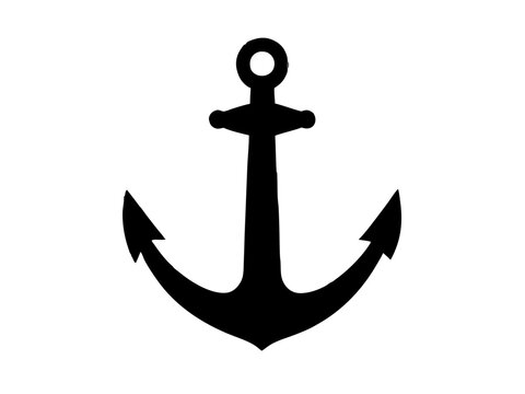 anchor black silhouette vector, Simple silhouette Design vector icon with white background	