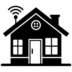 Smart Home Silhouette Vector Art