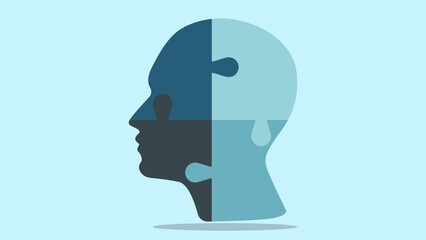 Human head puzzle. Thinking, psychology, intelligence and generating creative ideas concept