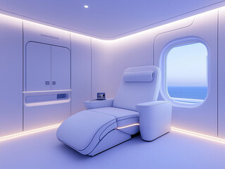 Luxury Cruise Cabin Chair with Ocean-Themed Features