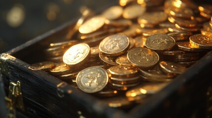 Golden Treasure Chest: A Pile of Glittering Coins