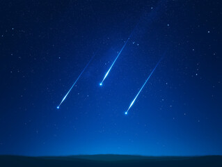 Bright Meteor Shower Illuminating the Night Sky