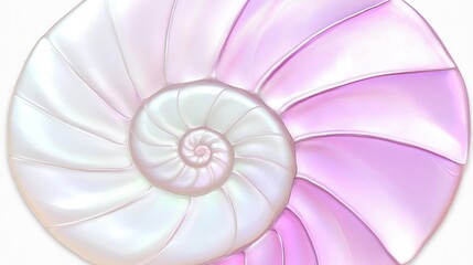 Obraz premium Pink and White Spiral Seashell Close-up Image