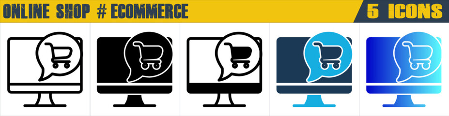 Online Shop icon with 5 styles (outline, solid, mixed, duotone and solid gradient)