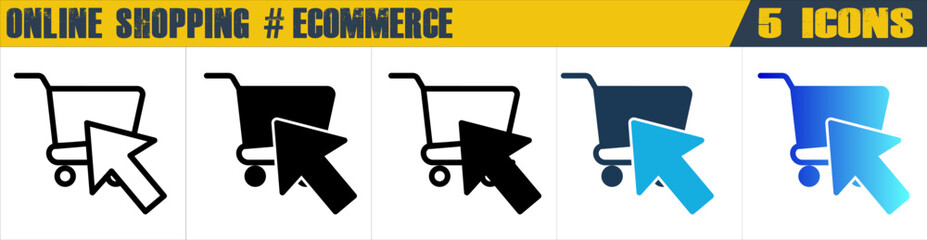 Online Shopping icon with 5 styles (outline, solid, mixed, duotone and solid gradient)