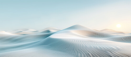vast expanse of white sand dunes under a clear blue sky.