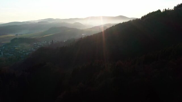 the landscape of the german sauerland in the evening from above 4k 25fps video