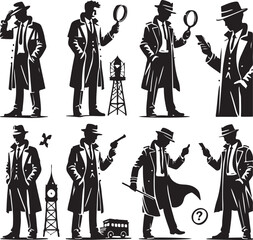 Detective Sets Vector Illustration