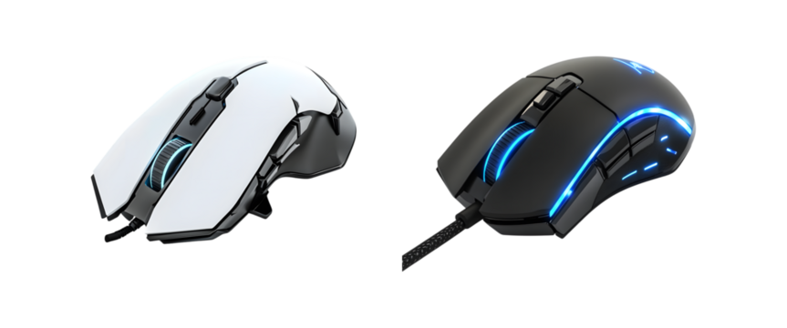 set of Modern gaming mouse isolated on transparent background, cut out