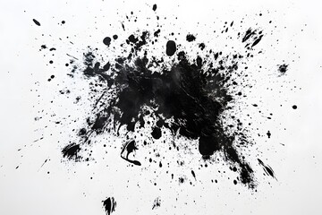 Black Ink Splatter on White Background