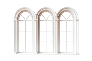 set of white window frame isolated on transparent background, cut out
