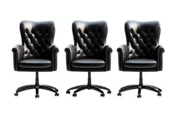 set of chairs on a black isolated on transparent background, cut out