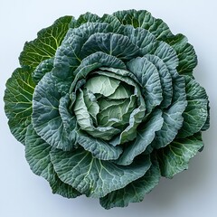 Obraz premium Fresh green cabbage farm food photography natural light close-up
