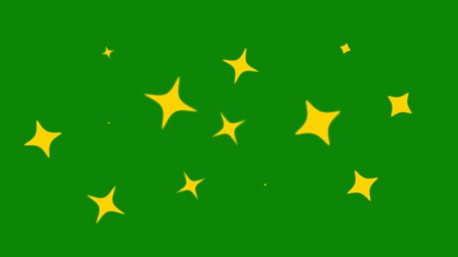shiny glowing stars frame, fairy twinkle stars on green screen animation. Glowing stars sparkle on transparent background. 4K Chroma key animation. Glowing Lights Stargate Loop Background 4K. stars