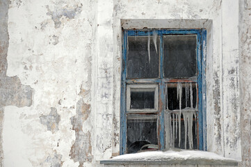 Broken window and icicle