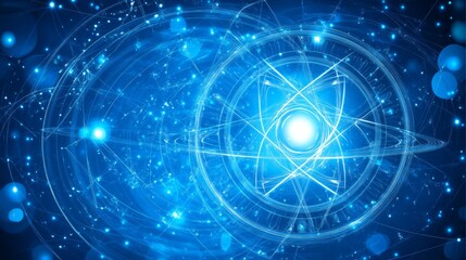 Quantum Physics Abstract Atom Energy Blue Glow