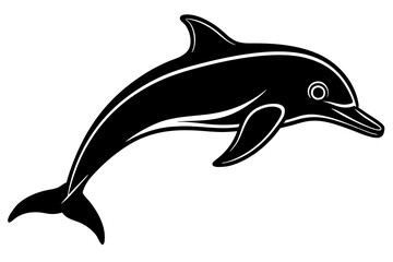 dolphin black silhouette vector, Simple silhouette Design vector icon with white background, dolphin Jumping, Sea fish 
