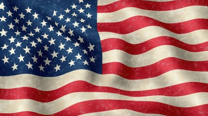 Obraz premium Waving American flag with stars and stripes.