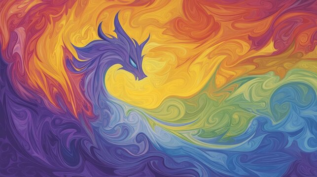 Rainbow Dragon Swirling in Vibrant Hues