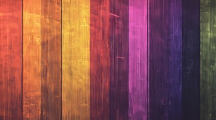 Obraz premium Rainbow Hues on Colorful Wooden Planks