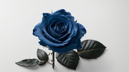 one blue rose on a white background