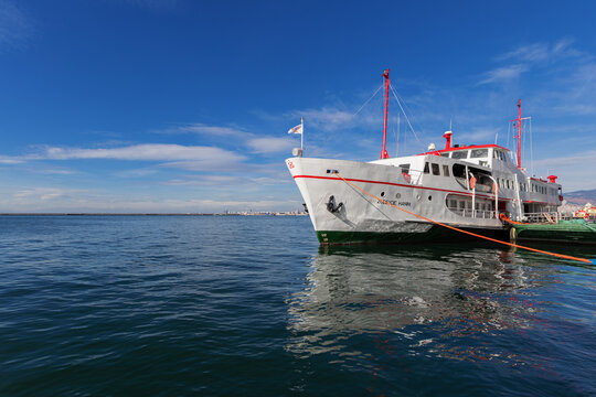 Izmir, T&uuml;rkiye - December 26, 2024: The ferry named Z&uuml;beyde Hanım, used as a museum in Izmir, Republic of T&uuml;rkiye.