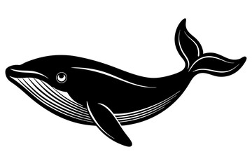 whale black silhouette vector, Simple silhouette Design vector icon with white background, dolphin Jumping, Sea fish 