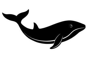 whale black silhouette vector, Simple silhouette Design vector icon with white background. 