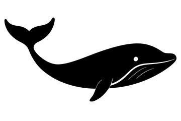 whale black silhouette vector, Simple silhouette Design vector icon with white background. 