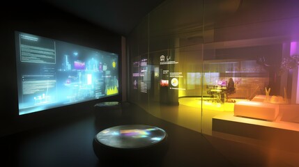 Modern Tech Office with Interactive Touch Screens