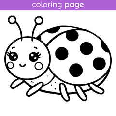 Obraz premium coloring page for kids cute ladybug vector illustration template design
