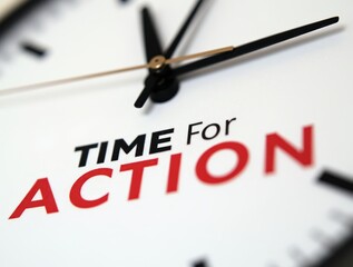 Time For Action: A Close-Up of a Clock Face Emphasizing the Urgency of Taking Action