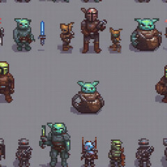 Naklejka premium Star Wars Clone Wars Pixel Art - Classic 8-bit artwork