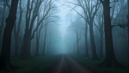 Fototapeta premium fog in the forest with a concept of uncertainty 