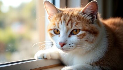 portrait of a cat sitting in the room beside window 
